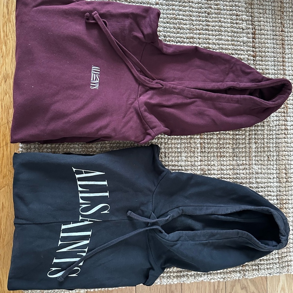 AllSaints Burgundy and Black Hoodies